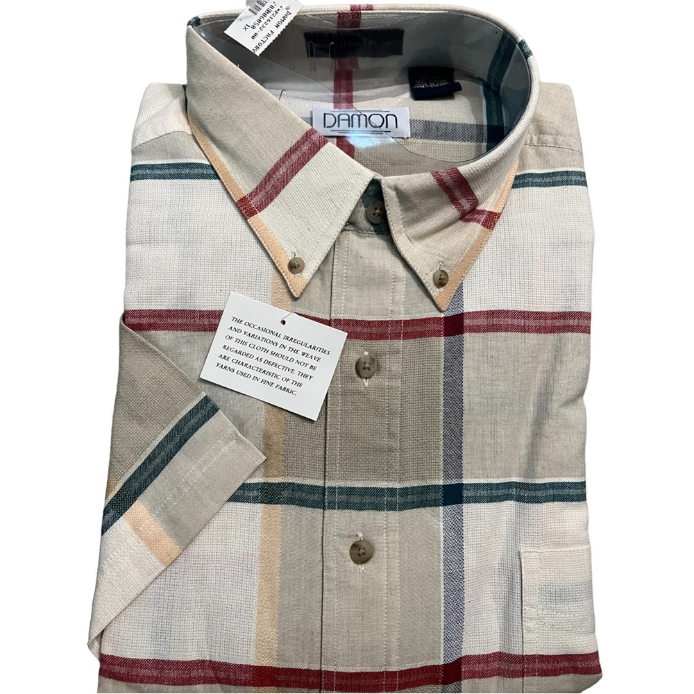 Men’s Damon Short Sleeve Button Down Shirt Plaid 1XL